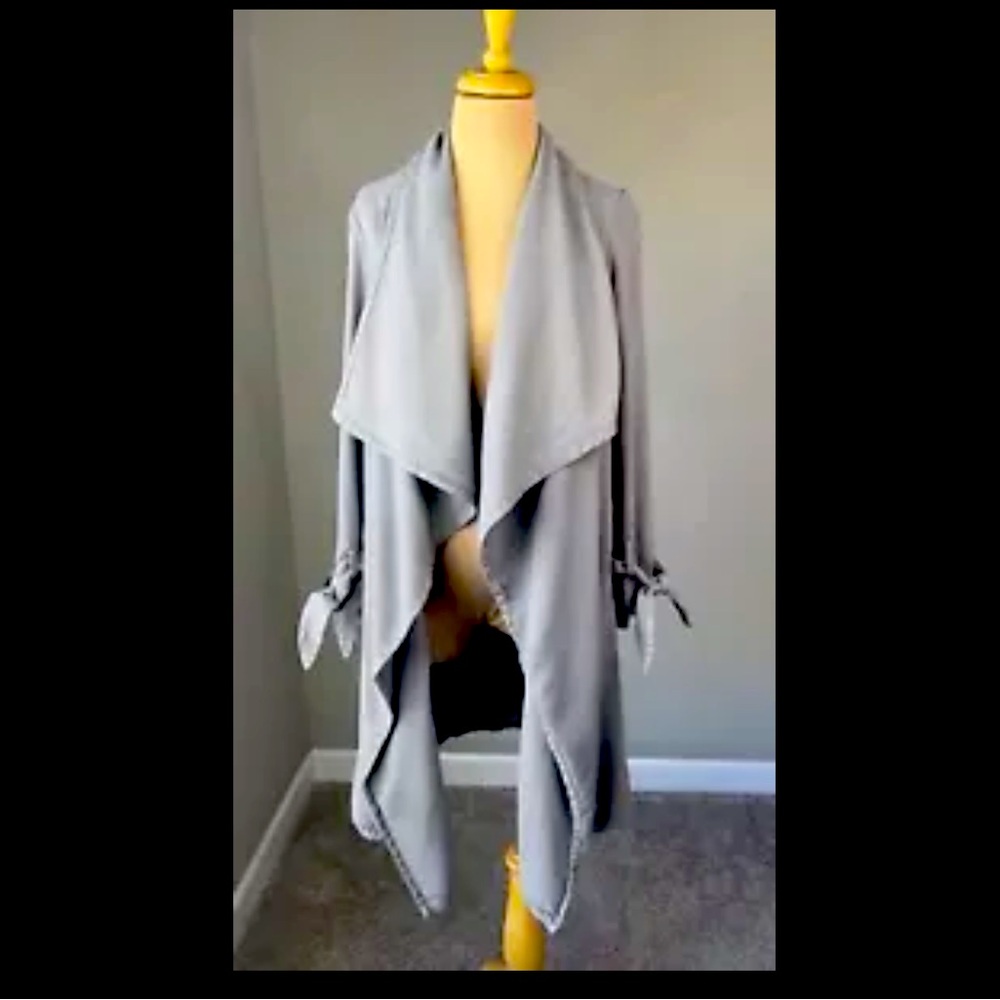MAX Jean Stone Grey Chambray Belted Oversized Trench Coat Jacket Women's
SM